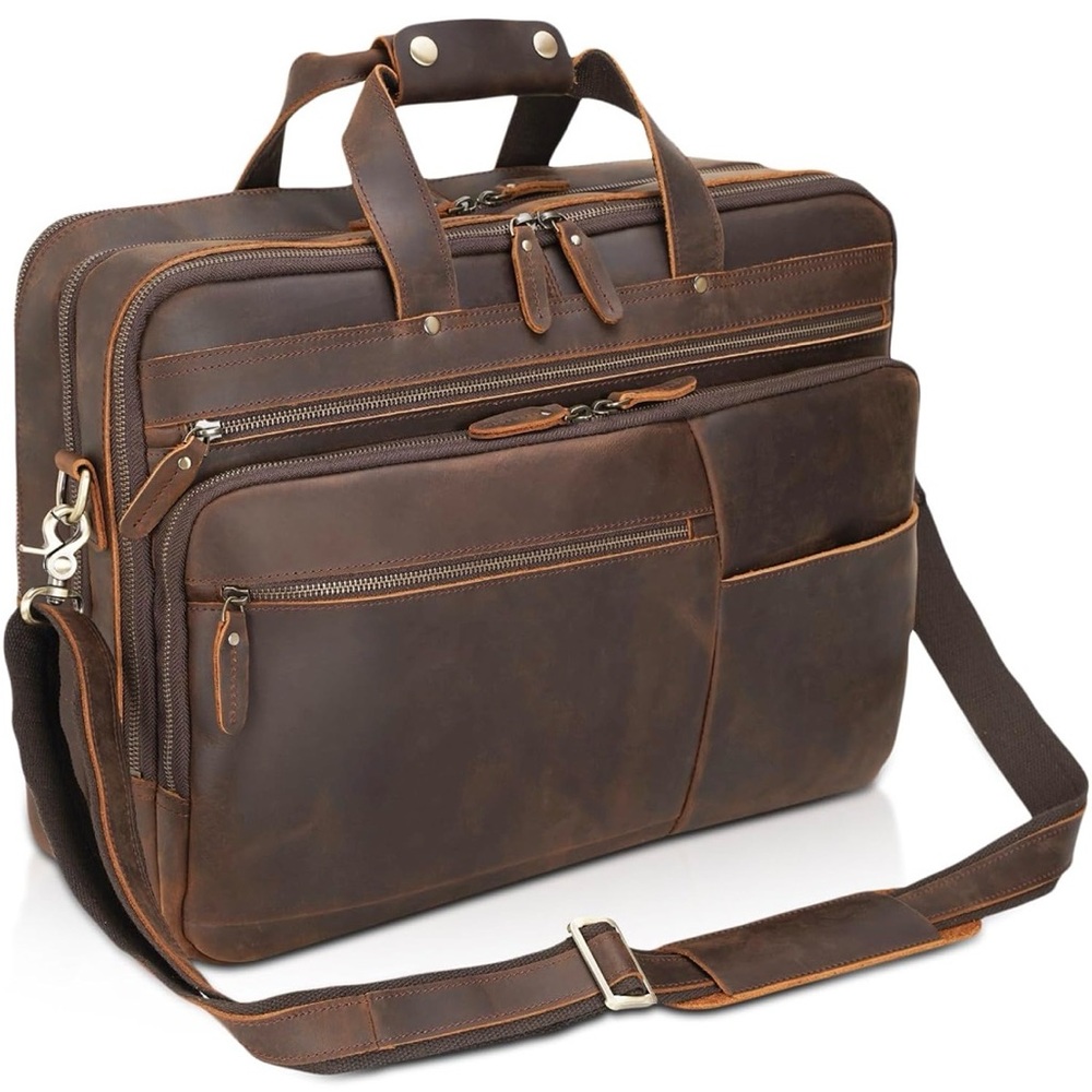 Brown  100% REAL  ITALIAN Leather Men's Briefcase *NEW*